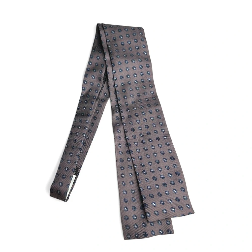 Bancroft Ltd‎ New York Mens Silk Tie Grey Blue Micro Paisley Medallion Vintage